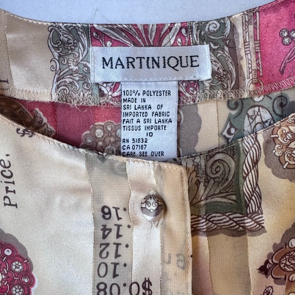 Martinique vintage Women's Sz 10 Button Up Blouse Cream Green Orange - Picture 12 of 16